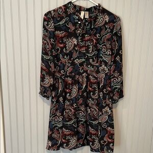Forever 21 Long Sleeve All Over Paisley Print Mini Dress | Size Small